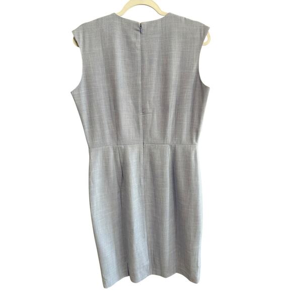 NWT Ann Taylor Blue Textured Stretch Side Tuck Wrap Sheath Dress Size 10 $159 - Picture 4 of 15